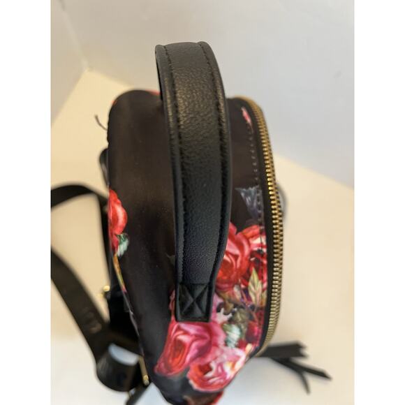 Juicy couture Backpack Roses Black Pink Floral Small Gold Hardware Nylon main image 6